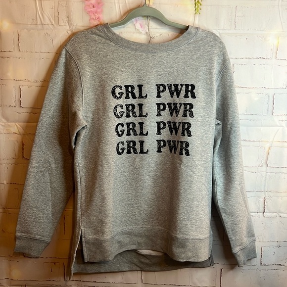 Green Tea Statement Girl Power Sweatshirt size small. NWT - Picture 1 of 8